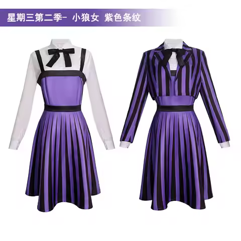 Wednesday Season 2 Newly Sinclair Enid Cosplay Costume Enid Blue Striped School Uniform Coat Dress S