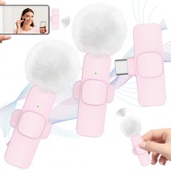 ไมโครโฟนไร้สายแบบติดคอสำหรับโทรศัพท์ iPad พอร์ต Type-C กริ๊ป ร้อยคอ ปลั๊กและเล่น 2.4G ความล่าช้าต่ำม