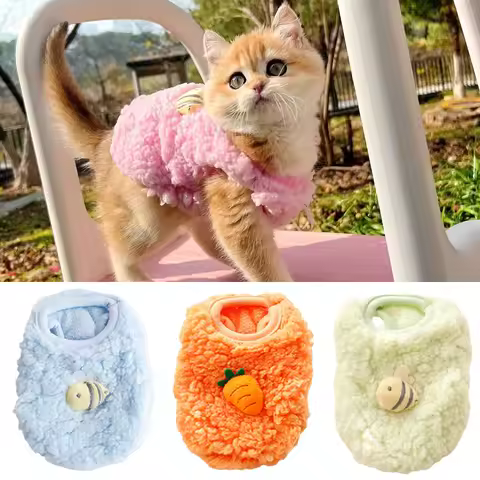 Newborn Cat Kitten Velvet Clothing Winter Warm Little Pet Sweater for Small Animals Bunny Pullovers 