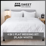 Hotel White 4 in 1 Bedding Set - White Duvet Cover Hotel/Cadar Putih Hotel/Sarung Bantal Putih Hotel