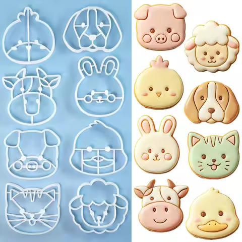 1 Pc Animal Cookie Cutter 3D Cute Dog Puppy Rabbit Bunny Cartoon Cat Kitty Duck Cow Chick Sheep Pig 