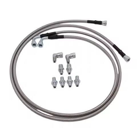 SS Oil Pipe 2Pcs 52" Length Transmission Cooler Hose Lines Kit For Chevy For Ford GM GMC, Buick Cadi