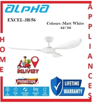 ALPHA AlphaFan - EXCEL 3B 56 Inch DC Motor Ceiling Fan with 3 Blades (6 Speed Remote)