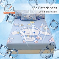 Dansunreve Sanrio ชุด Fittedsheet ระบายอากาศได้ระบายความร้อนผ้าปูที่นอน Kuromi Cinnamoroll Hello Kitty Fittedsheet นุ่มพิเศษผ้าปูที่นอนพร้อมยางระบายอากาศขนาดคิงไซส์