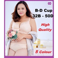 LARGE SIZE 32 34 36 38 40 42 44 46 48 50 B C D Cup Bra Women Lace Deep V Comfortable Bra Besar 4 5 H