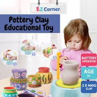 EZCORNER Beginners Pottery Wheel Kit for Kids with Clay Paints and Tools DIY Toy for Kids Play Doh Clay Mainan