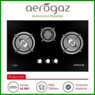 Aerogaz 80cm Tempered Glass 3 Burner Gas Stove Cooker Hob AZ-383F