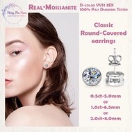 [HFY] FB 0.5ct 1.0ct 2.0ct Classic Round-Covered Diamond Earrings Real-Moissanite GRA All-Match Earr