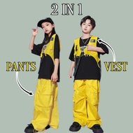 YUGA Korean fashion vest + dance pants set for boys & girls for children aged 3 to 14 years