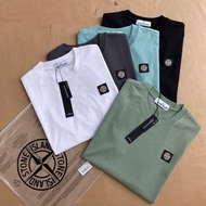 Shidao Island Embroidered Small Square Standard Round Neck Short Sleeve Black White Green Grey T-shi