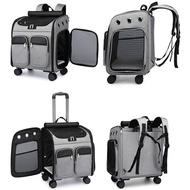 [Ready Stock] Carrier for Cat Small Dog Stroller Backpack Pet Transport Bag Trolley Cage Animal Tran