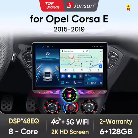 Junsun AI Wireless CarPlay Android Auto Car Radio For Opel Corsa E 2015 2016 2017 2018- 2019 4G GPS