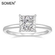 SOMEN 2CT 925 Sterling Silver Engagement Rings Princess Cut Cubic Zirconia CZ Wedding Promise Rings 