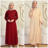 By FD Finest | DAISY Dress 2 Piece Set (Outer Top & Inner Dress) Ironless Long Sleeve Embroidery Fab