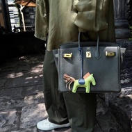 Hermes Birkin25灰綠色金扣 togo 25*19*13 99新配件塵袋鑰匙鎖雨衣購證