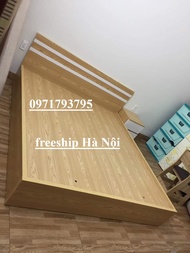 Giường ngủ gỗ công nghiệp 1m4 x 2m kèm chỉ trắng