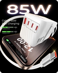 {OETYYR} LENCENT GaN 85W Travel Adapter with Cord Universal Travel Adapter with 2 USB-A & 3 Type C P