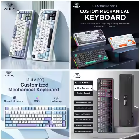 AULA Mechanical Keyboard F65/F75/F87pro/F99Pro/F108pro RGB Hot-Swap Gasket Tri Mode Bluetooth Wirele