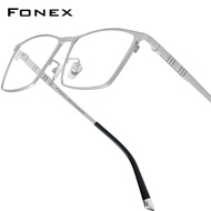 FONEX Titanium Glasses Men Brand Design Square Eyeglasses Frames Full-Rim High Quality Tiktok Teenag