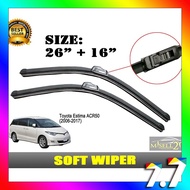 🔥Ready Stock🔥Toyota Estima ACR50 (2006-2017) Soft Car Wiper Blade Set (26" + 16")