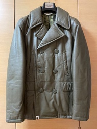 限時優惠！經典再現！全新中碼 Nigo A Bathing Ape Bape Classic Down 740 Leather 740 Pea Coat Jacket 木村拓哉 羽絨皮褸外套