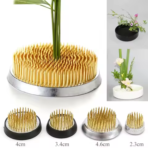 Round Ikebana Flower Frog Suction Cup Metal Flower Arranging Tool Art Fixed Rubber Base Holder Flora