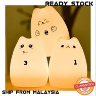 7 Colors Changing Silicone Cat Kitten Night Light Rechargeable LED Bedside Lamp