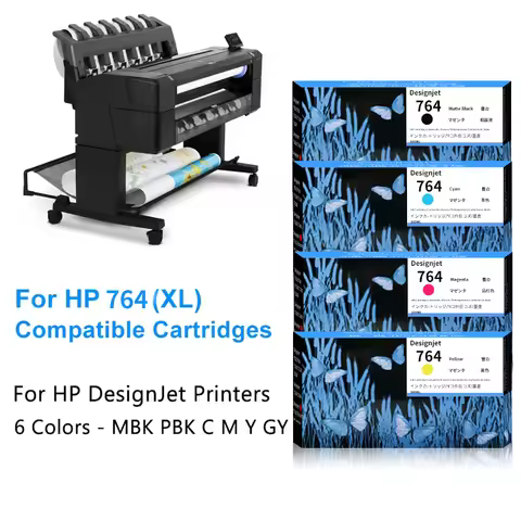 764 764XL Ink Cartridge Compatible for HP Designjet T3500 Printer C1Q13A C1Q14A C1Q15A C1Q16A C1Q17A