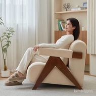 QV7M People love itNordic Style Solid Wood Single Sofa Living Room Japanese Cream Leisure Chair Designer Model Lambswool