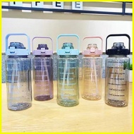 【hot sale】 Portable 2L sports straw water bottle with flat 3D sticker fitness water bottle