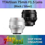 TTArtisan 75mm F1.5 Full Frame Swirly Bokeh Lens for M42 (Black / Silver)