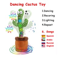 [Ready Stock] Rechargeable Dancer Cactus Glowing Dancing Captus USB Record Swing Fish Repeat Talking