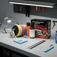Headlight Renewal Kit - Cleaner, Polish & Abrasive Pads for Car Lamps