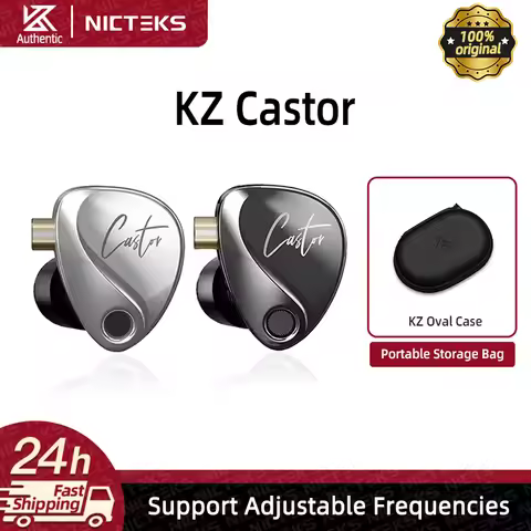 KZ Castor Wired Earbuds Improved Bass HiFi Earphone 2 Dynamic High-end Tunable Balanced Armature In-