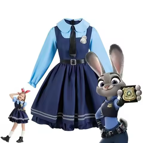 Judy Hopps Cosplay Dress Zootopia Bunny Costume for Women Carnival Party Outfit Police Rabbit Hallow