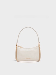 CHARLES and KEITH Summer New CK2-80151362-B จระเข้ โซ่ กระเป๋าใต้วงแขน กระเป๋าสี่เหลี่ยมขนาดเล็ก สำห