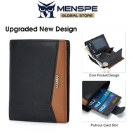 MENSPE ซองใส่บัตร RFID แบบดึงออกได้กระเป๋าผู้ชายแบบสั้นกระเป๋าใส่เหรียญไมโครไฟเบอร์นุ่มกระเป๋าใส่เงิ