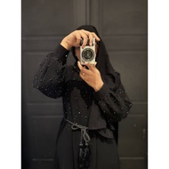 Abaya Zeana Dubai Black Gamis Jettblack FREE BELT S-XL Abaya Dubai Abaya Hitam Abaya Hitam Mewah Ele