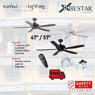 [Free Delivery] Bestar Ceiling fan, 5 blades. Light kit, regulator and remote optional!