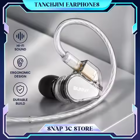 TANCHJIM BUNNY Wired Earphones HiFi IEM DMT 4 Ultra Dual 24bit DAC Gaming Headphones with HD Mic 3.5