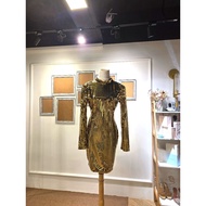 ⭐️ Futuristic gold dress ⭐️ Shiny gold party dress | long sleeve | mini party dress | clothes for wo