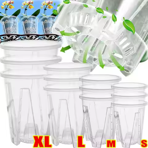 S/M/L/XL Clear Root Control Breathable Flower Pot PP Plastic Orchid Air Holes Plants Enhanced Draina