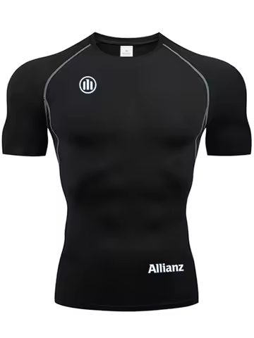 Allianz logo Men's Running Compression Tshirts Quick Dry Soccer Jersey Fitness Tight Sportswear Gym 