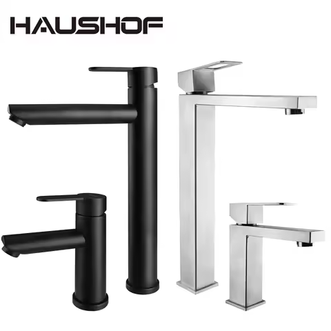 HAUSHOF Basin Faucet Chrome Kitchen Faucet Stainless Steel Kitchen Faucet Faucets Sprayer Kitchen Si