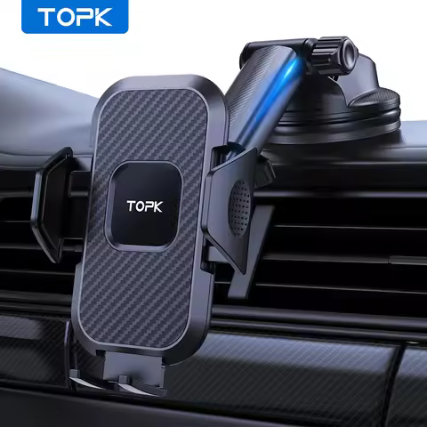 TOPK Car Phone Holder Mount, Super Stable Cell Phone Car Mount 360° Rotation One Button Release for 