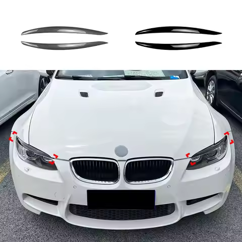 For BMW E92 E93 2Pcs ABS Gloss Headlight Eyebrows Eyelids 3 Series 325i 330i 330d 335i 335d Pre-LCI 