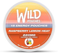 Wild 15 x 220mg Caffeine Pouches Nicotine Free Raspberry Lemon Heat - 1 x Can of Energy Pouches - Ca