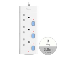 Bull Safety Socket 3 Way Extension Cord Socket Outlet with Certified Safety Mark&amp; 5 Years Warranty (3.0 Meters Cable) GNSG-E3030-30 Power Strip have Individual LED Indicator &amp; 2-PIN Euro Plug Friendly
