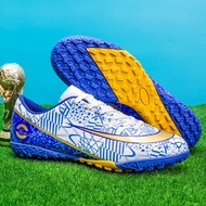 รองเท้าฟุตบอลหุ้มข้อสูง Cristiano Ronaldo Messi สำหรับผู้ชายและผู้หญิง พร้อมปุ่มยาวสำหรับสนาม TF ฟริ