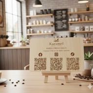 Customized Social Media Signage Qr Code Laser Engrave Wood